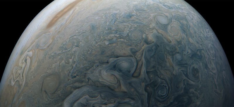 Remolinos en Júpiter. Image Credit: NASA/JPL-Caltech/SwRI/MSSS/Brian Swift/Seán Doran