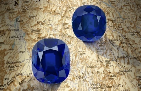 Two exceptionally rare and fine cushion-cut Kashmir sapphires