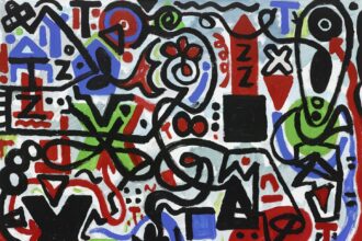 A.R. Penck, "Ungewissheit (Uncertainty)", 2011. Acrylic on canvas, 51 1/4 x 63 inches (130 x 160 cm)