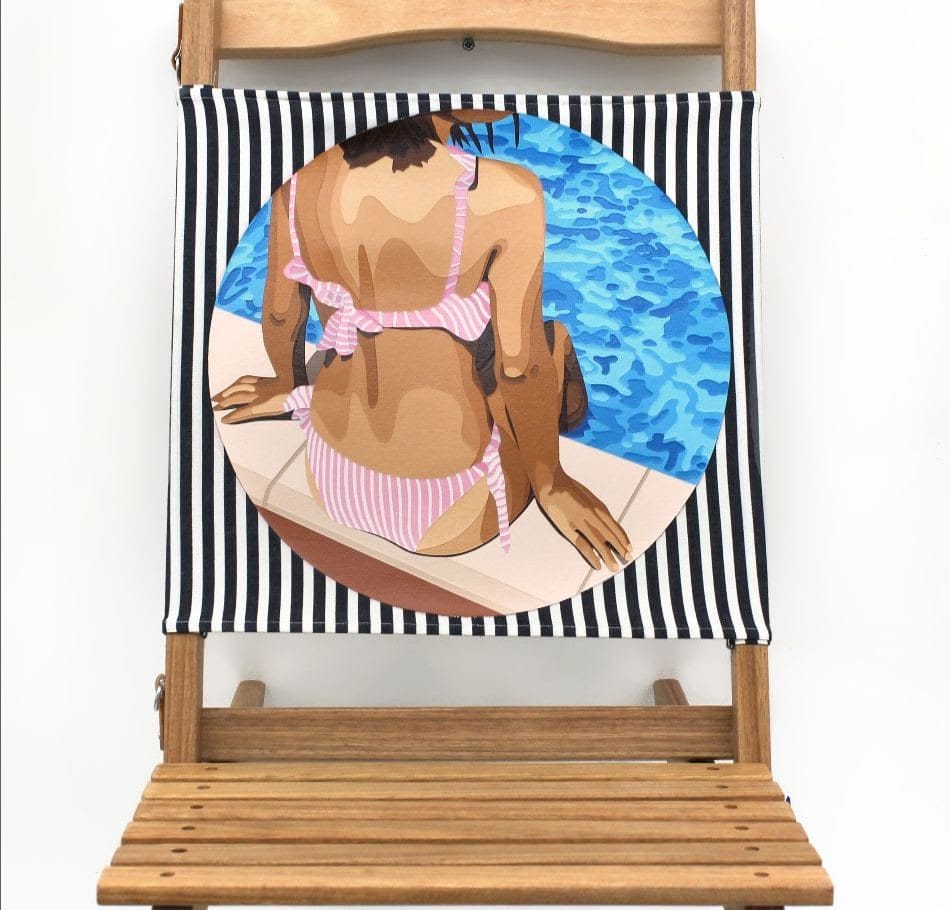 Will Martyr, I remember when we danced, 2021, Acrylic on wood and canvas deckchair