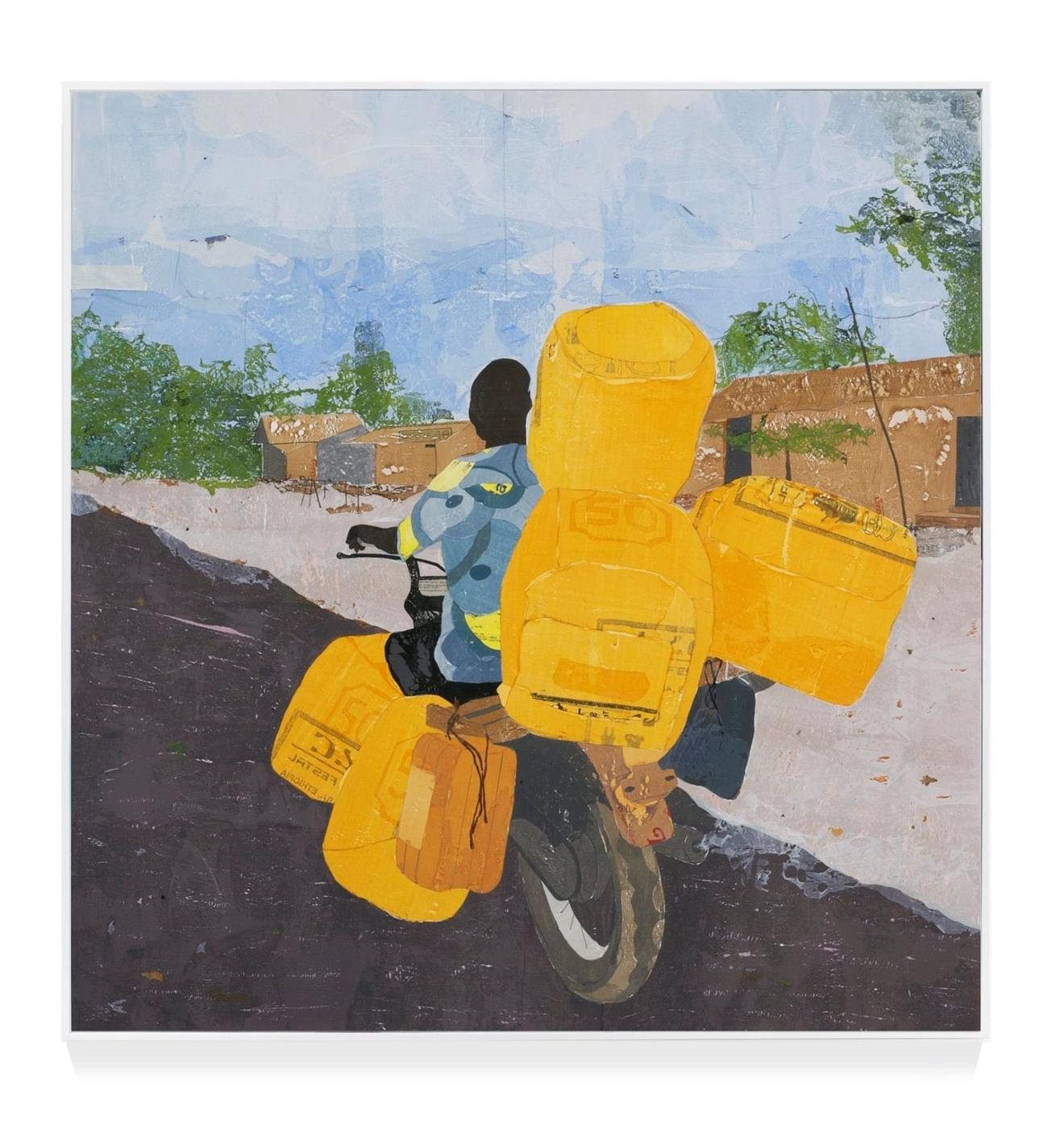 Hugo McCloud, 5 on #7, 2019, plastic merchandise bags on wood panel, 73 x 71 inches © Hugo McCloud Courtesy: the artist and Sean Kelly, New York