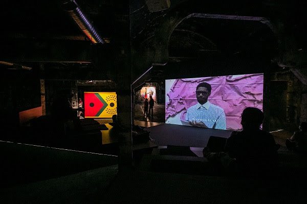 Larry Achiampong, Relic Traveller series, 2017-2021 Na?stio Mosquito, 3 Continents video, 2010. Contra la Raza [Against Race], installation view, 2019. Courtesy of Matadero Madrid and The Showroom, London. Photo by Lukasz Michalak