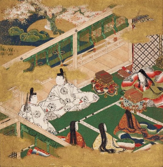 A Set of 12 Miniature Album Leaves Depicting Scenes from Chapters 11 through 22 of Genji monogatari (The Tale of Genji) Momoyama period (1573-1615), circa 1600  Estimate: US$30,000-40,000