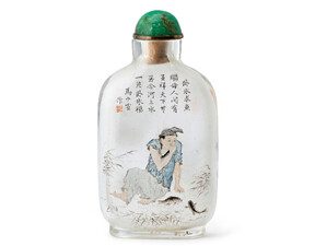 An inside-painted glass snuff bottle signed Ma Shaoxuan dated dingwei year, corresponding to 1907, Beijing  Estimate: US$12,000-18,000
