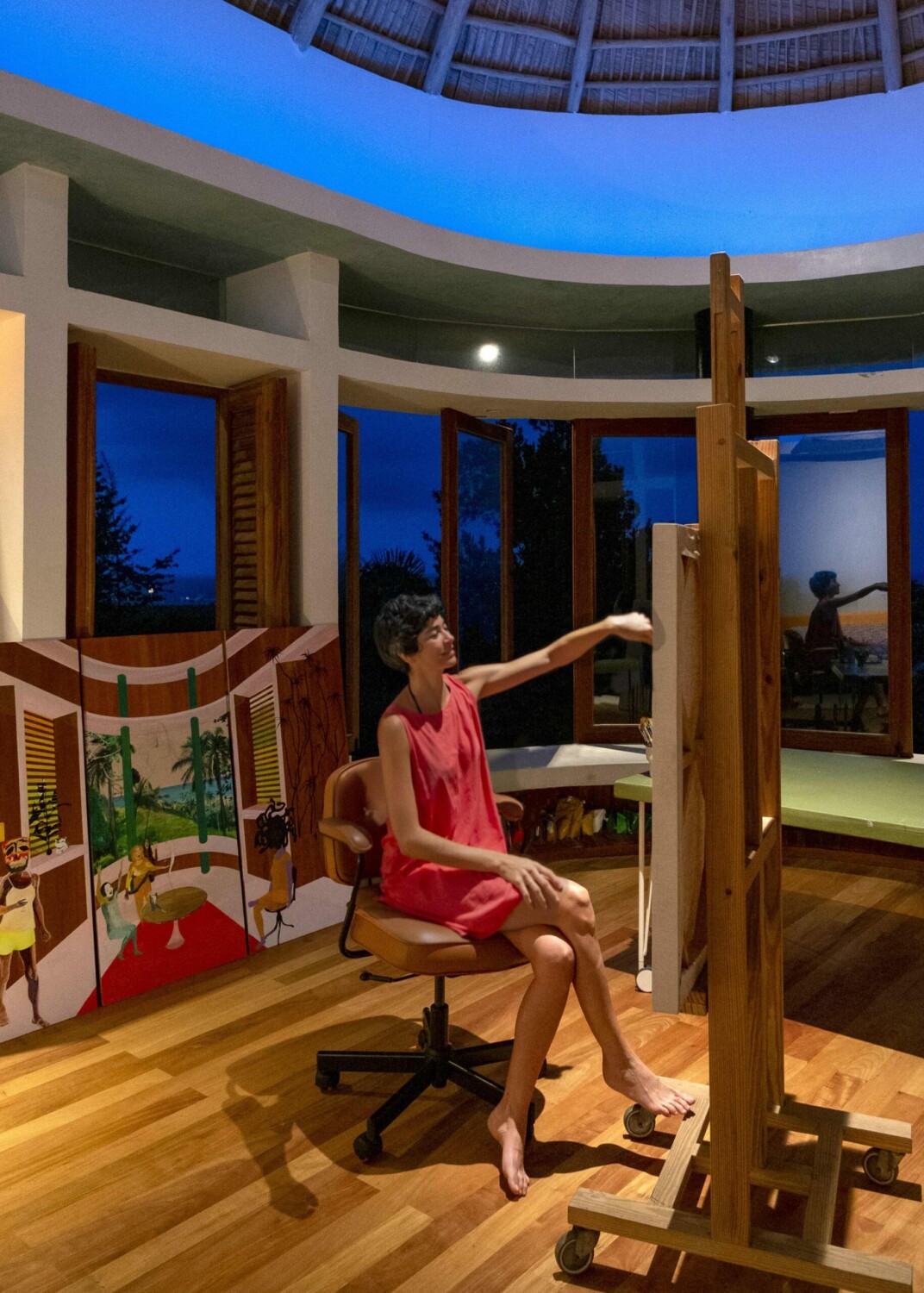 Hulda Guzmán in her studio. Lanza del Norte, Samaná, 2021. Photo by Eddy Guzmán