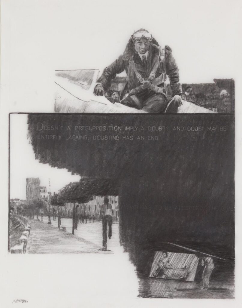 Robert Morris, Investigations, 1990  Graphite on vellum, Image: 16 3/4 x 13 1/4 inches (42.5 x 33.7 cm) Sheet: 18 x 18 inches (45.7 x 45.7 cm)