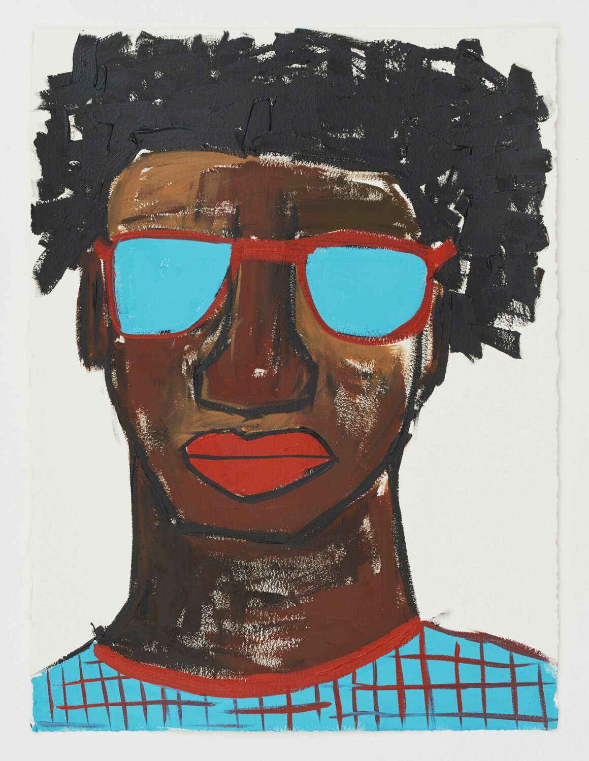 Leilah Babirye, 'Kuchu Ndagamuntu (Queer Identity Card)', 2021. Acrylic on paper, 76.2 x 58.4cm (30 x 23in). Framed: 85.1 x 66cm (33 1/2 x 26in). Copyright Leilah Babirye. Courtesy the artist, Stephen Friedman Gallery, London and Gordon Robichaux, New York. Photo by Ryan Page.