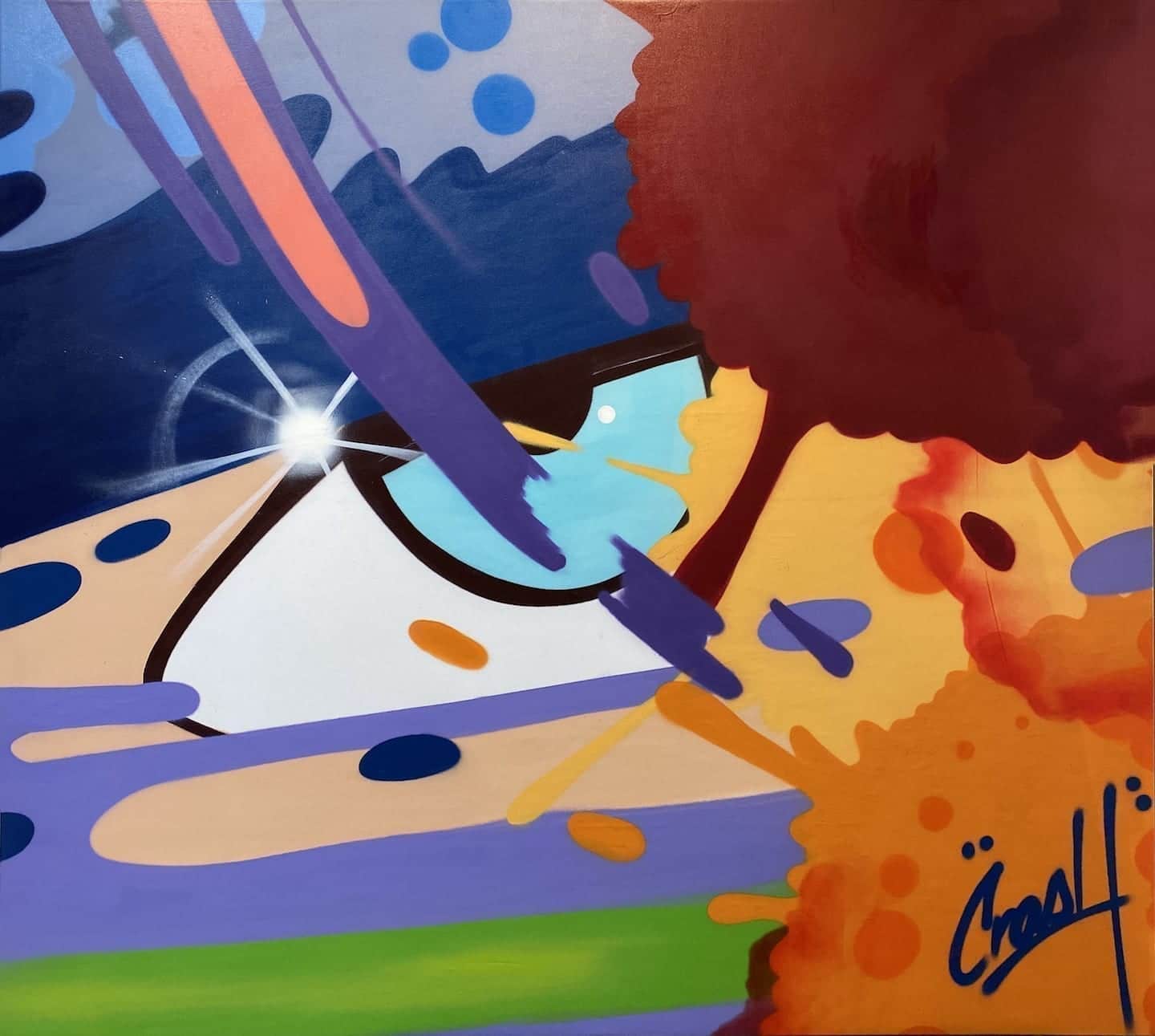JOHN "CRASH" MATOS Untitled Spray Paint on Canvas 72.5 x 82 inches