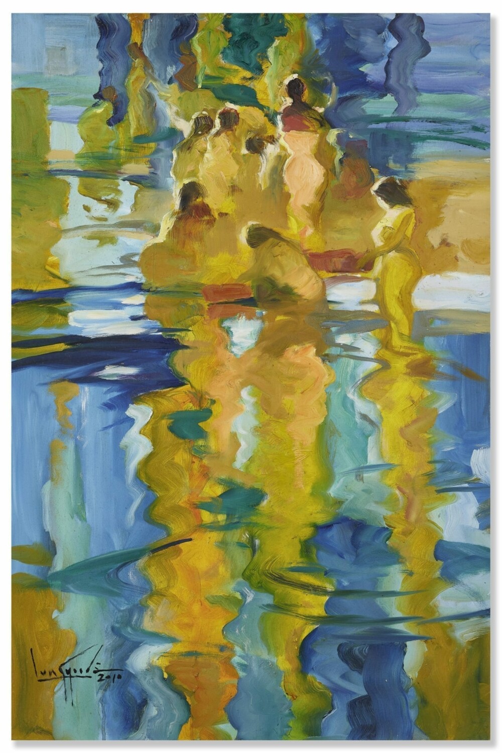 U Lun Gywe (Burmese, born 1930) Bathing by the Riverside (link) 2010, oil on canvas 90 x 60 cm Estimate: HK$ 60,000 - 80,000