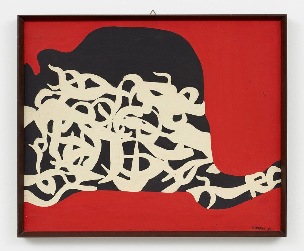 Carla Accardi, Fondo rosso, 1959, © Archivio Accardi Sanfilippo, Photo: Kristian Laudrup, courtesy Bortolami Gallery, New York