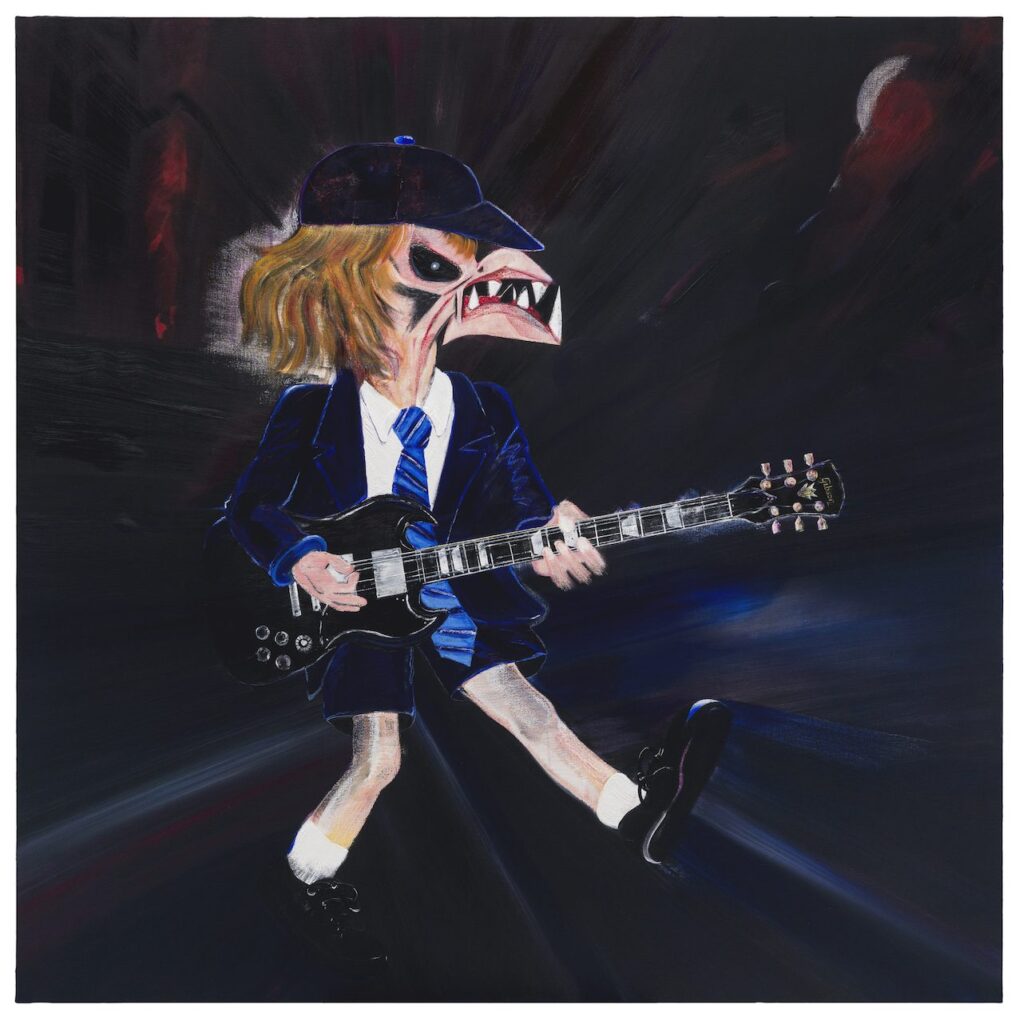 Angus Young Power Up, 2021 oil on belgian linen, 78.7 x 78.7 in / 200 x 200 cm