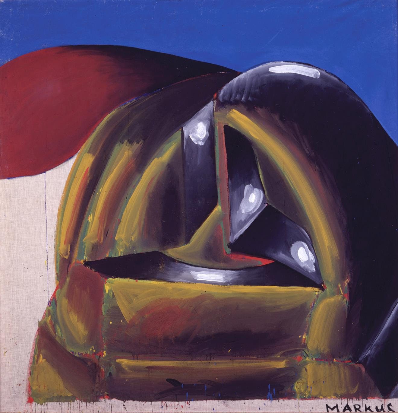 Markus Lüpertz, “Dithyramb with Hill”, 1964 Distemper on linen 59 x 59 inches (150 x 150 cm)