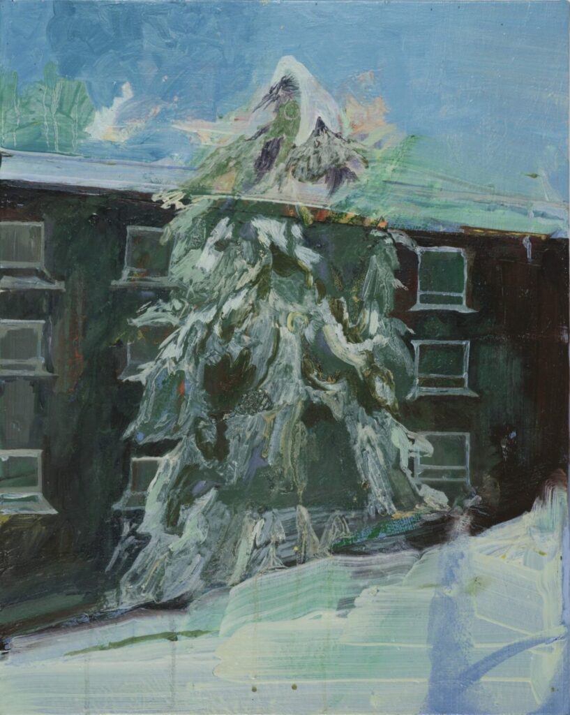 Un Cheng, Through The Window Glass II, 2021, Oil on canvas, 50.3 x 40 x 3.7 cm (Image courtesy of artist and Blindspot Gallery.)
