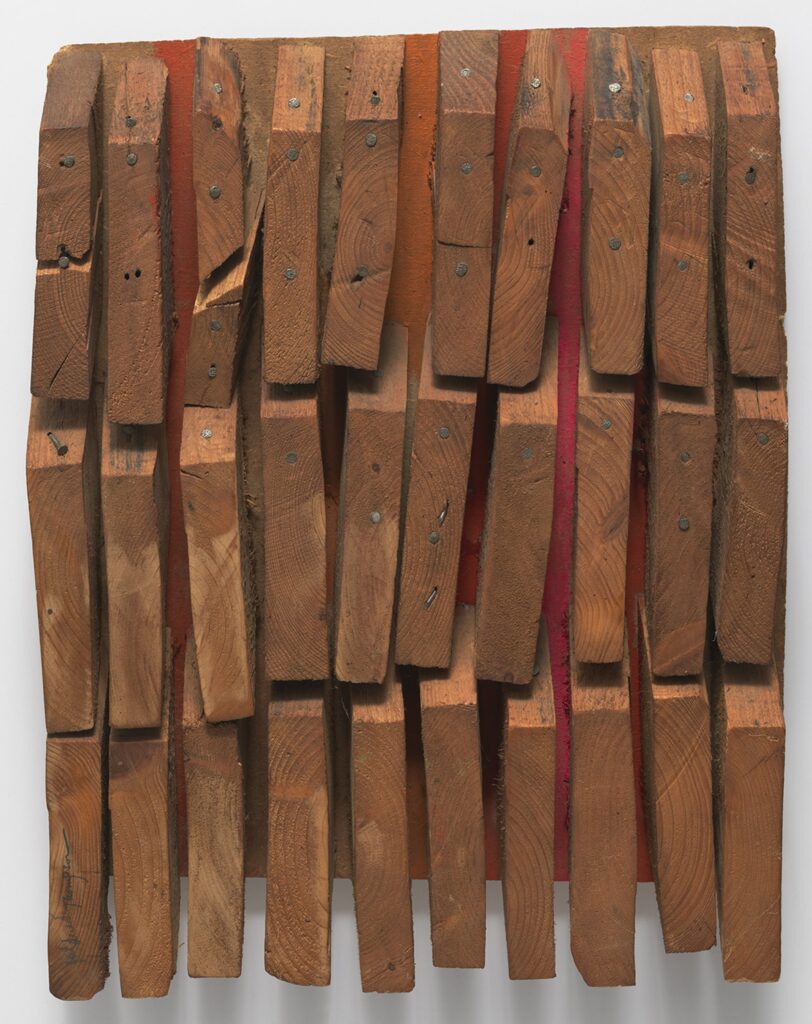 Mildred Thompson Wood Picture, c. 1967 Signed lower left Found wood and nails 20.5 x 15.75 x 2.75 inches (52.1 x 40 x 7 cm) © The Estate of Mildred Thompson Courtesy Galerie Lelong & Co., New York