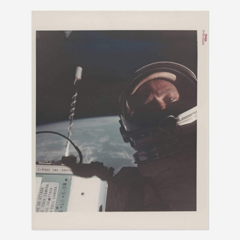 The first selfie in outer space, Buzz Aldrin