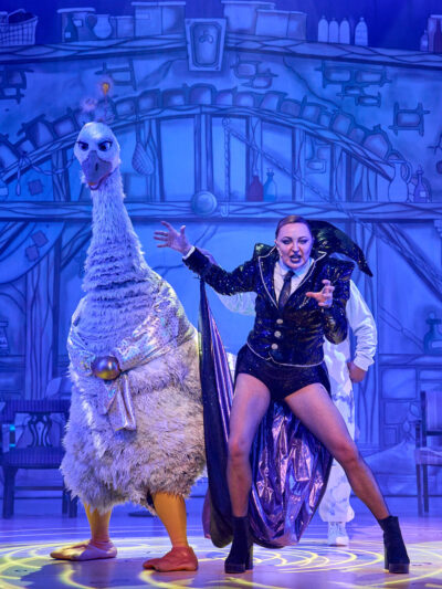Priscilla the Goose (Ruth Lynch) and Demon Queen (Rebecca Parker). Photo by Manuel Harlan