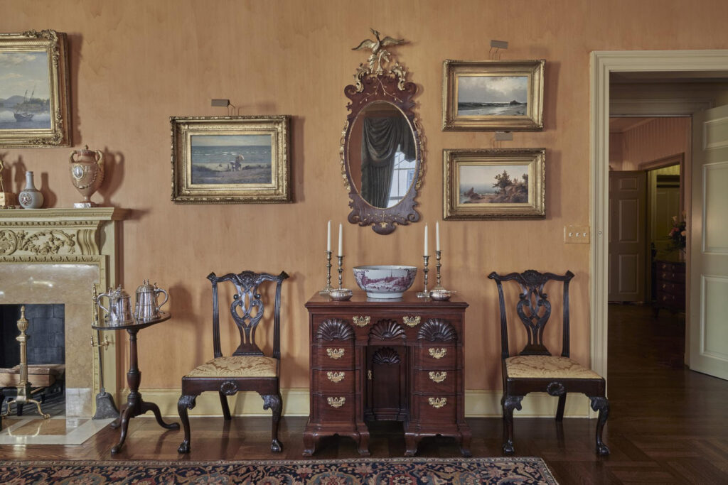 The Wolf Family Fifth Avenue residence featuring Winslow Homer's On the Beach at Marshfield, 1872; The Important Gibbs Family Chippendale Block and Shell Carved Mahogany Kneehole Bureau Table, Newport, Rhode Island, Circa 1770 (full details attached)