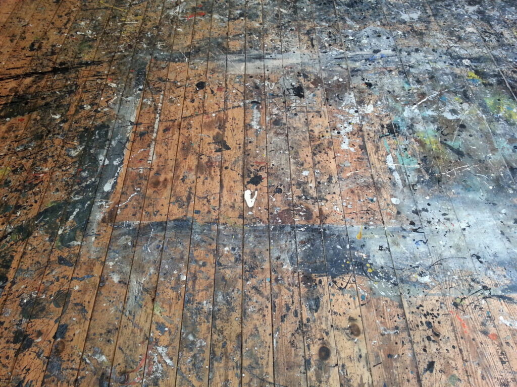 Pollock's studio-floor in Springs, New York