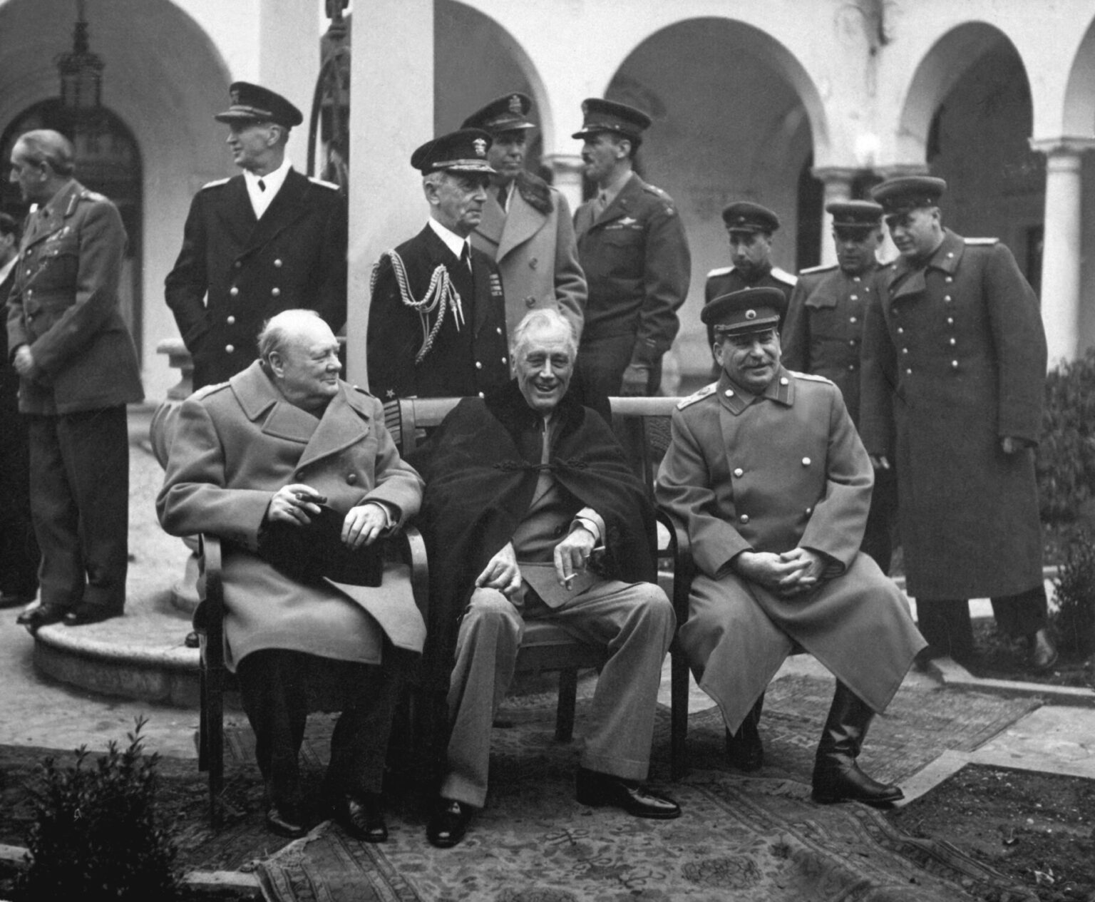 Winston Churchill, Franklin D. Roosevelt, and Joseph Stalin