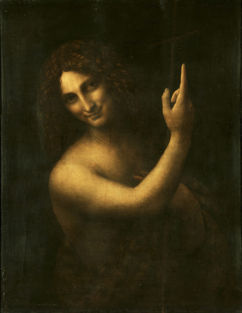 Saint Jean Baptiste vers 1507-1516,[d 3] Louvre. Léonard aurait pris Salaì comme modèle.